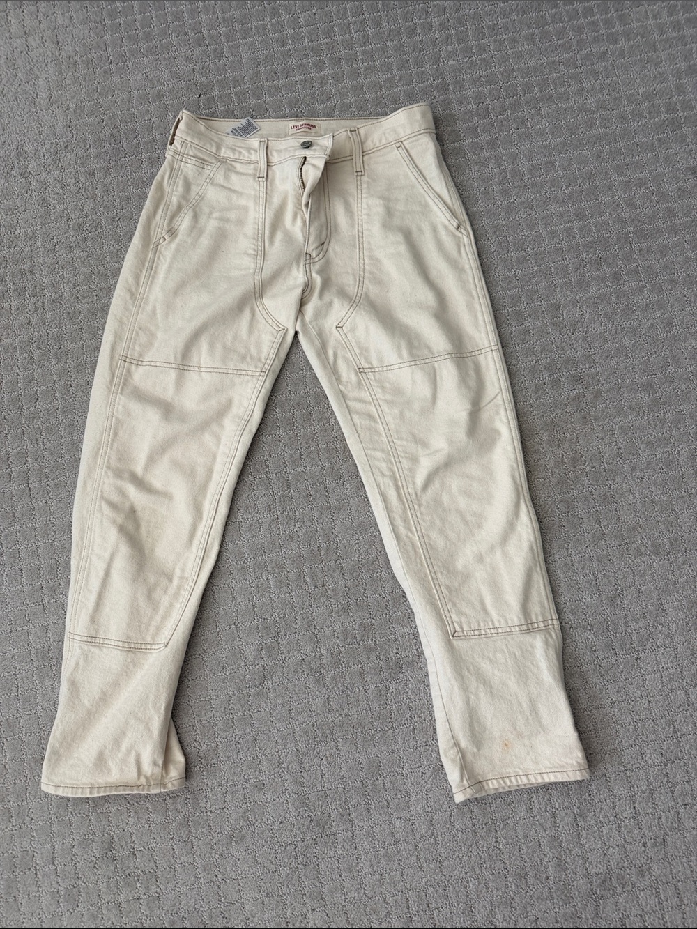 Levi's Cream Straight Cotton Pants with Contrast Stitching fatigue pants
